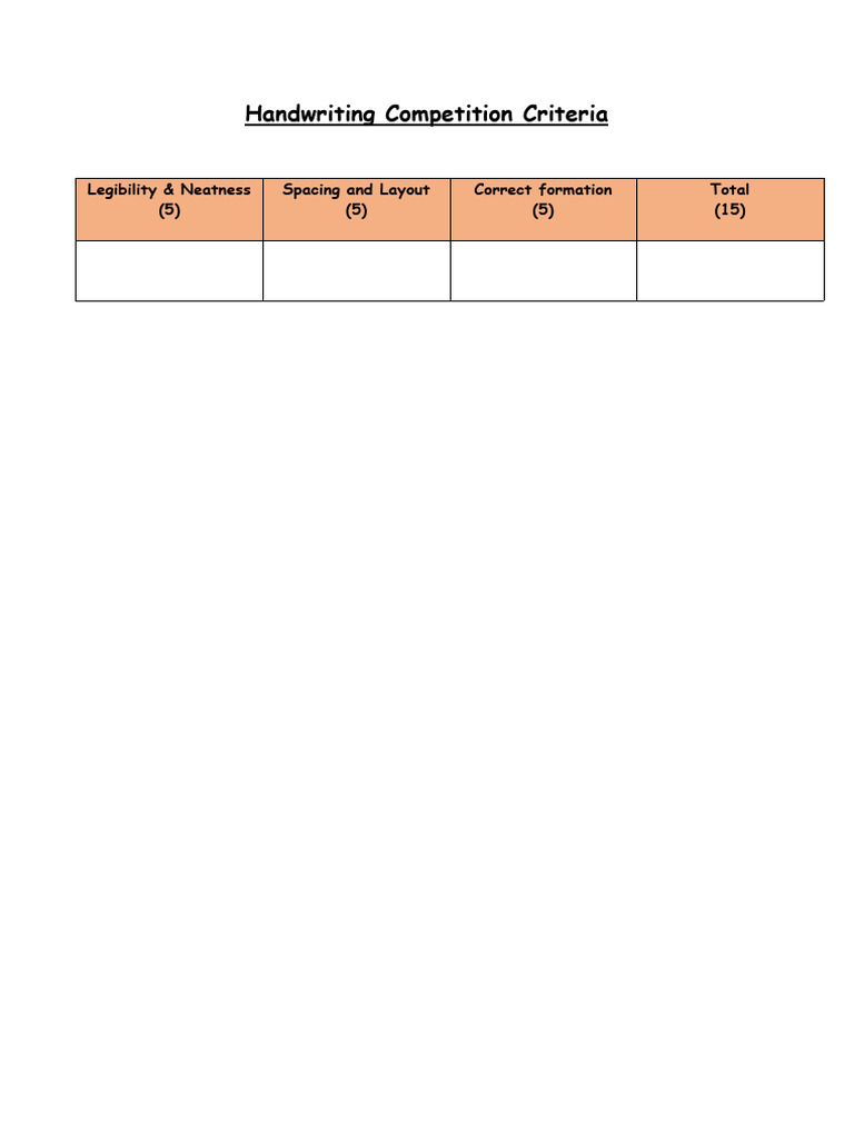 Handwriting Competition Criteria | PDF