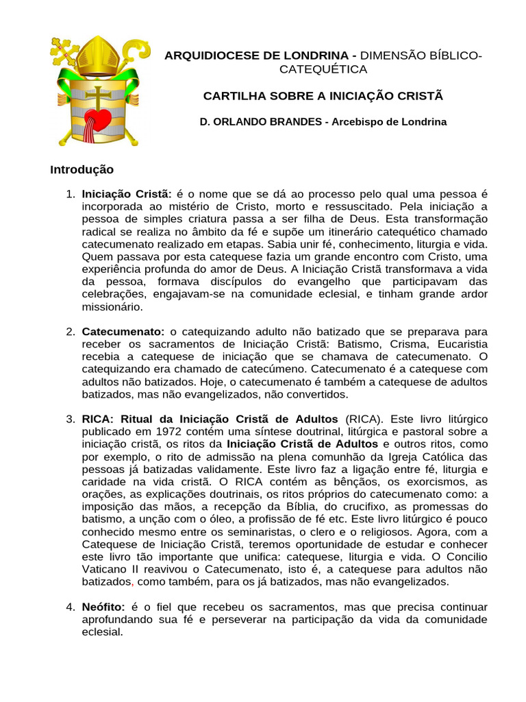 Cartilha Sobre A Iniciçao Crista | PDF
