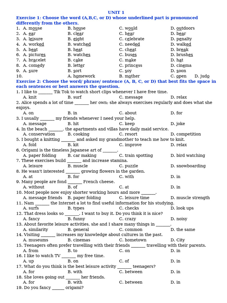 Leisure Activities and Interests | PDF | Hobbies | Shower