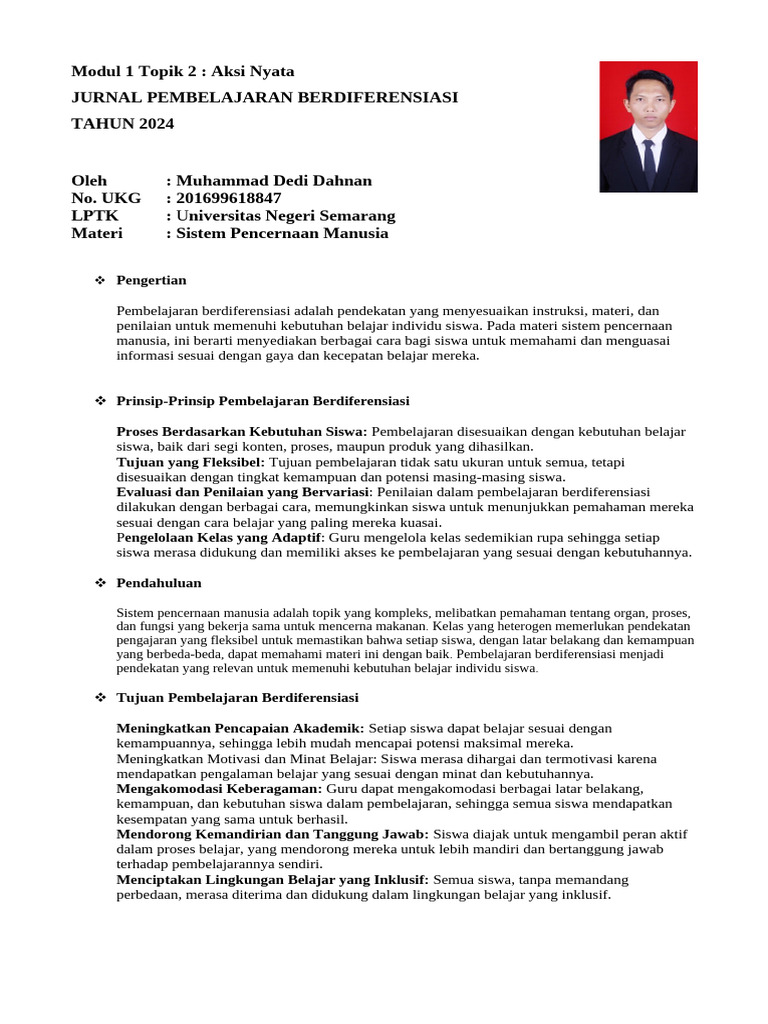 Modul 1topik 2 - Pembelajaran Berdiferensiasi (PPA) 202 Kirim | PDF
