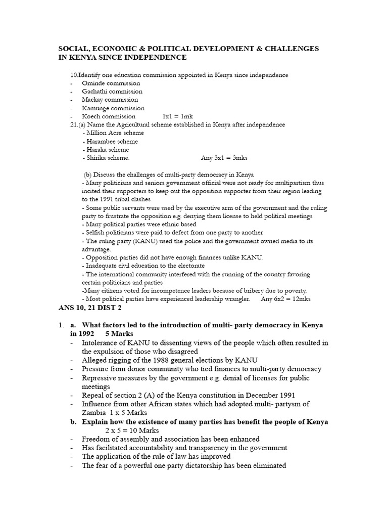 A Social Economic & Political Development & Challenges in Ke | PDF