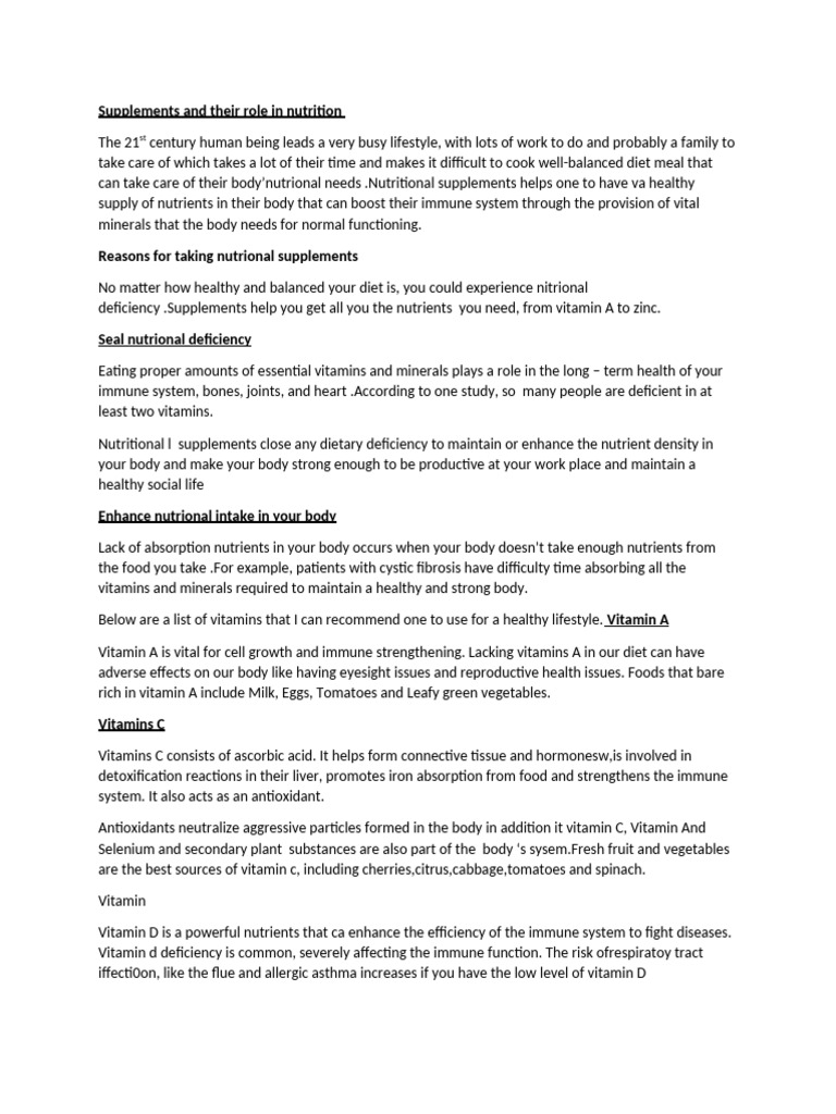 Busy Lives: Boost Health with Supplements | PDF | Dietary Supplements ...