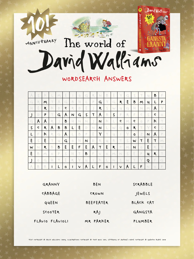 Gg - Wordsearch - Answers | PDF