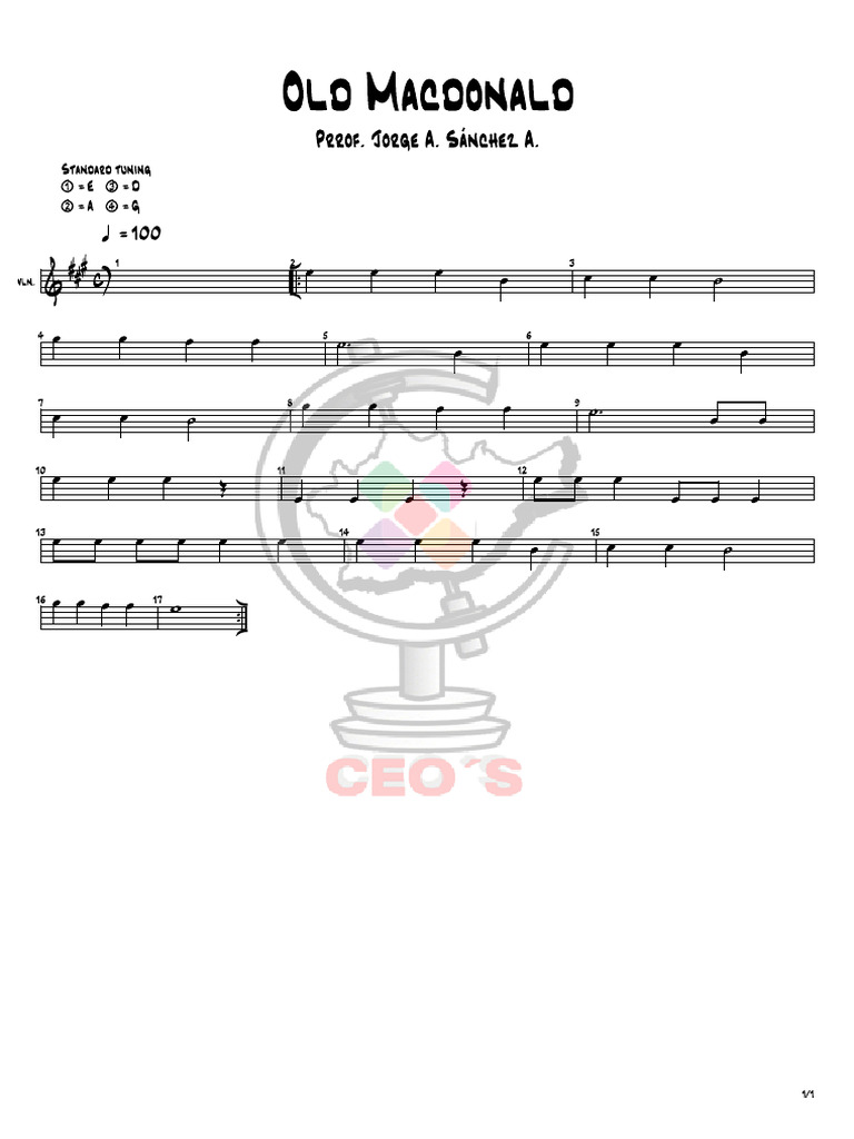 Old Macdonald Violin Pdf