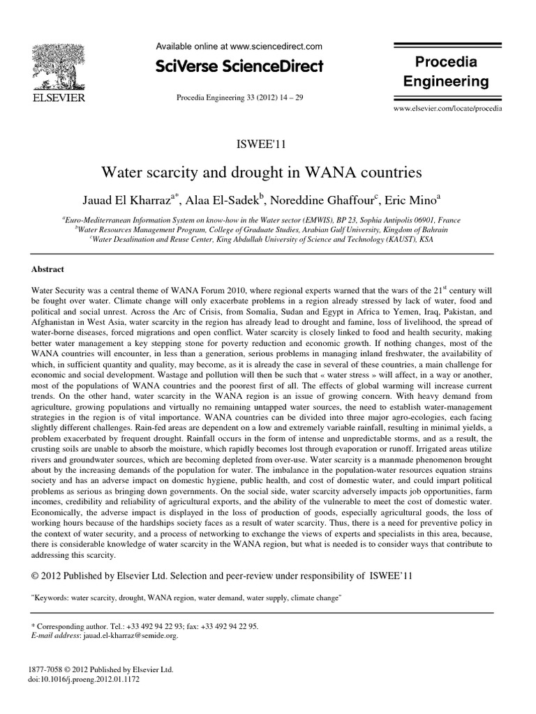 Water Scarcity and Drought in WANA Countries | PDF