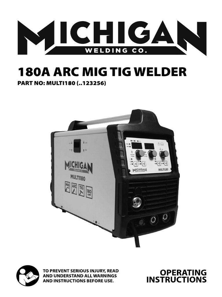 MIChigan 180A MIG ARC TIG DC Welder MULTI180 Manual FAOL | PDF
