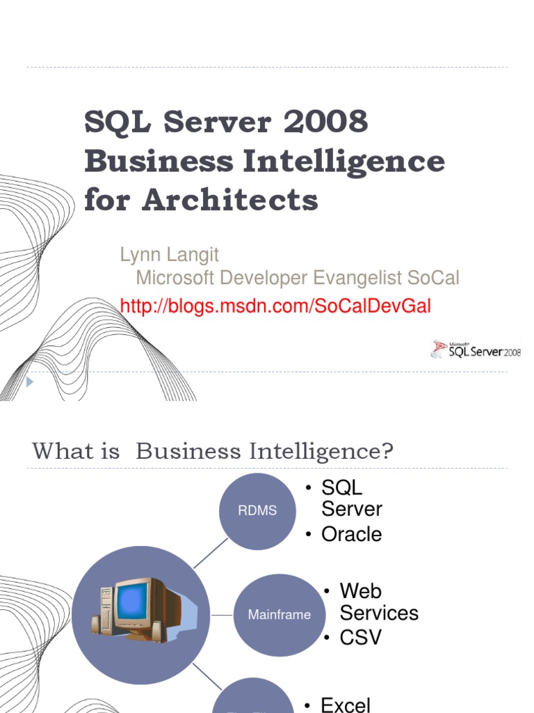 SQL Server 2008 Business Intelligence For Architects: Lynn Langit ...
