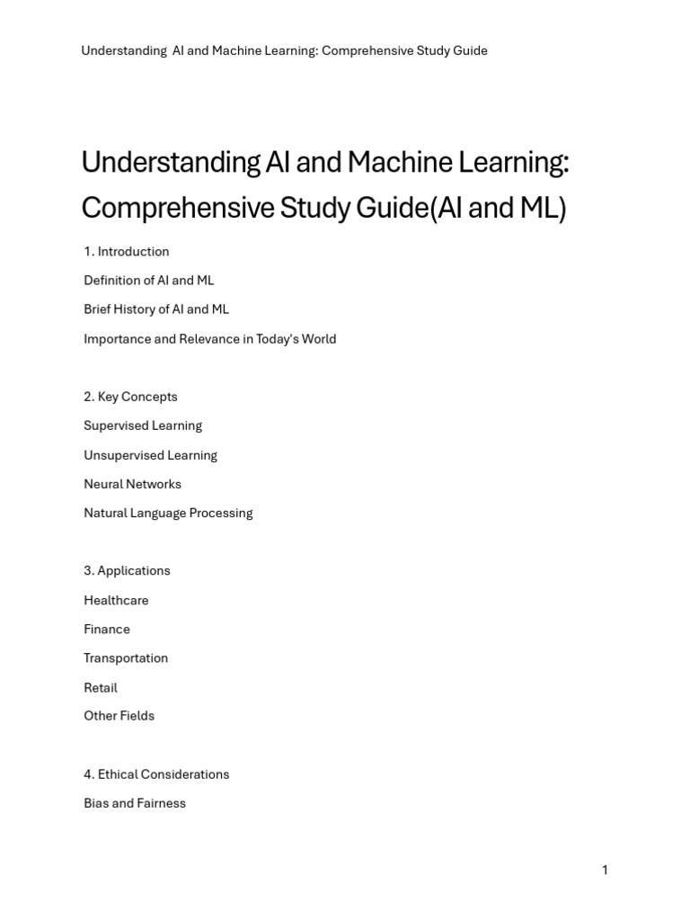 Understanding AI and Machine Learning Comprehensive Study Guide | PDF