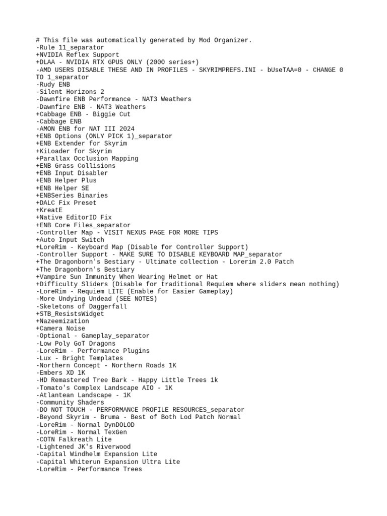 Mod list pdf
