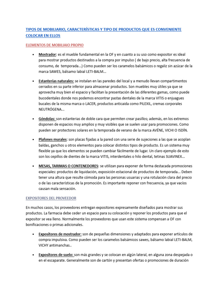Tipos de Mobiliario, Características Y Tipo de Productos Que Es ...