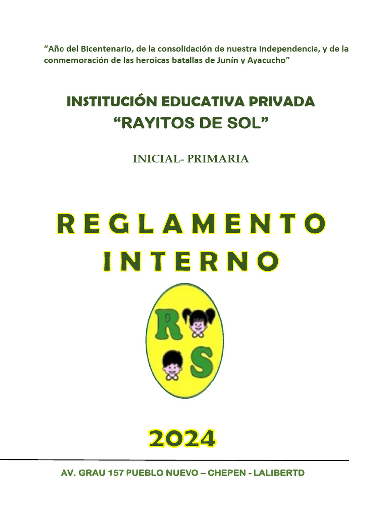 Reglamento Interno 2024 I.E RAYITOS DE SOL (1) - Compressed | PDF
