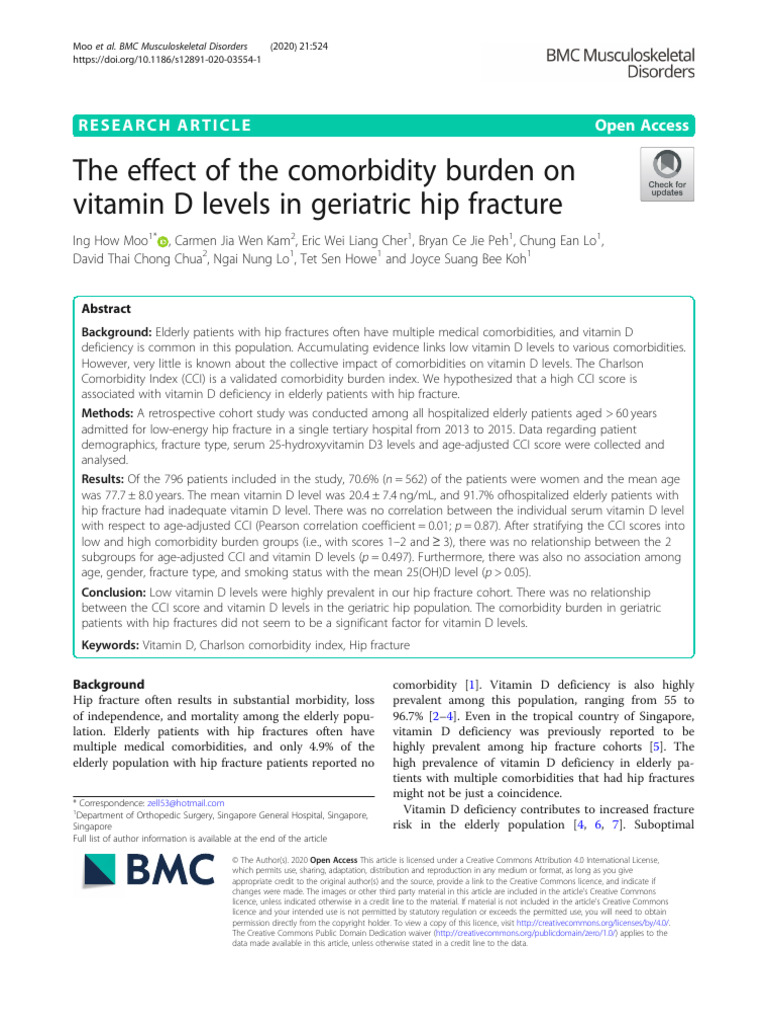 The Effect of The Comorbidity Burden On Vitamin D Levels in Geriatric ...