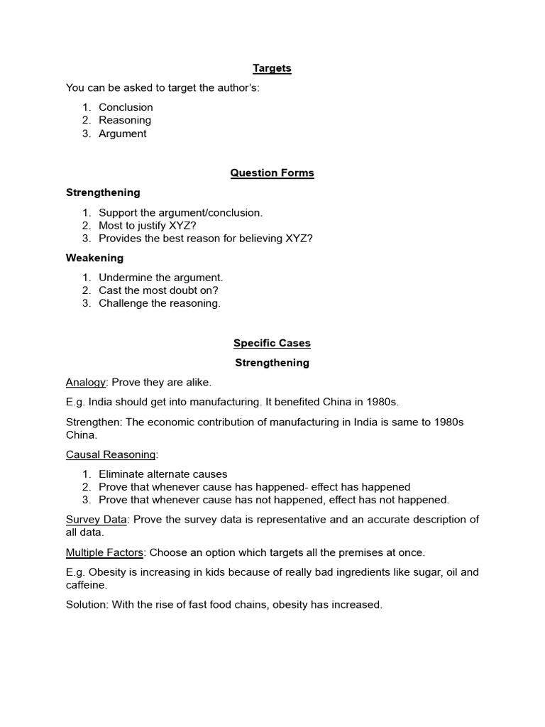 Strengthening Weakening - Lawprep | PDF | Argument | Reason