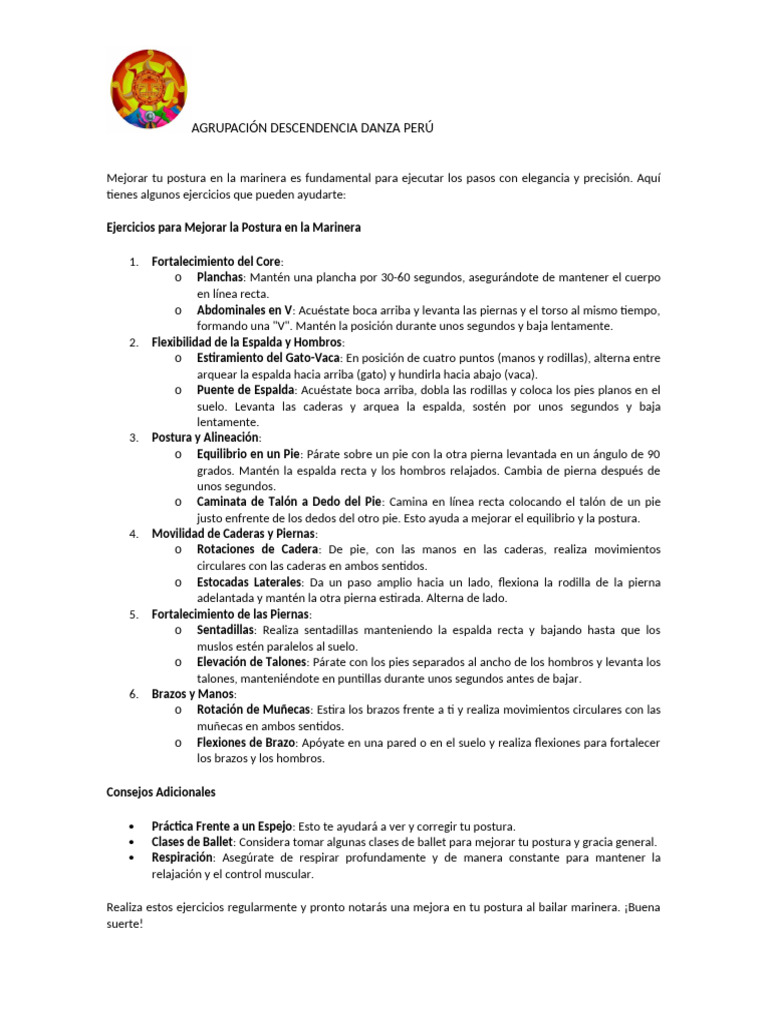 Mejorar tu postura en la marinera es fundamental para ejecutar los