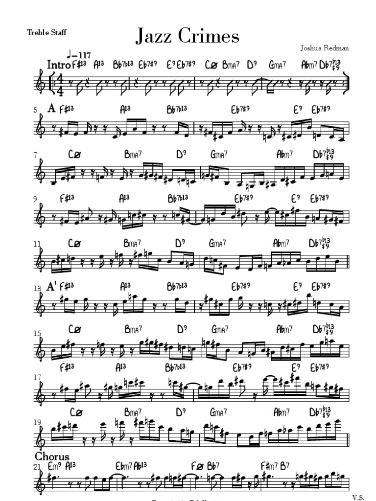 Jazz Crimes Treble Staff Joshua Redman