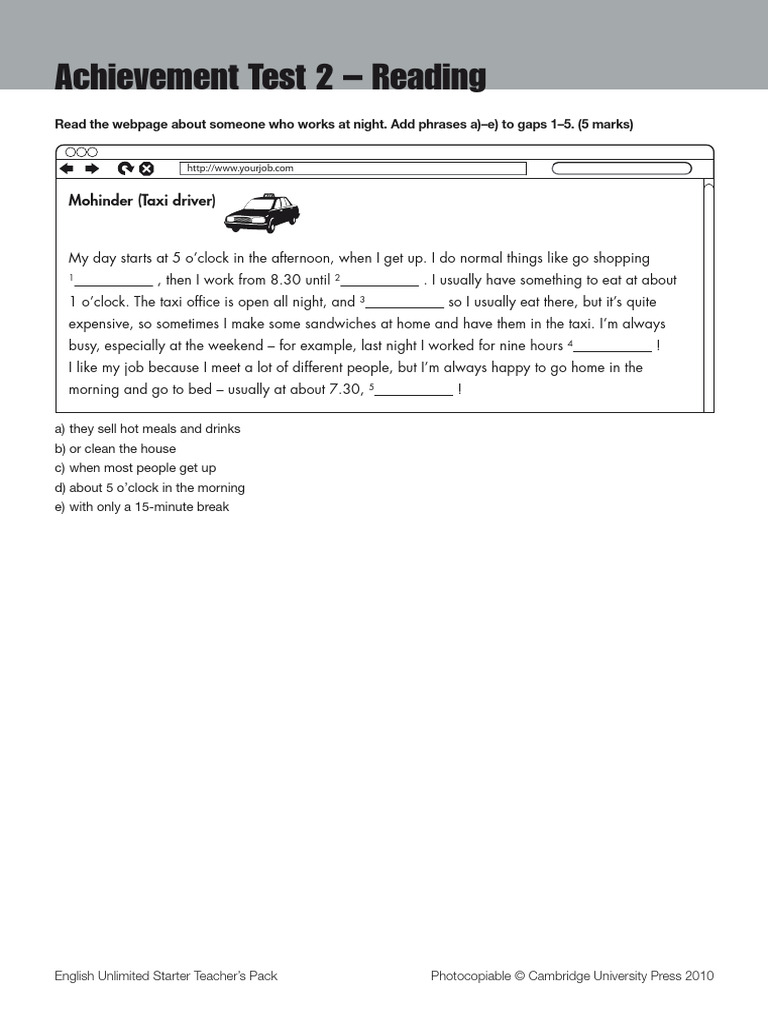 Achievement Test 2 Reading | PDF