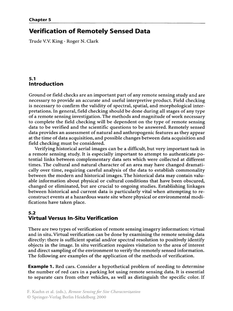 Verification of Remotely Sensed Data | PDF