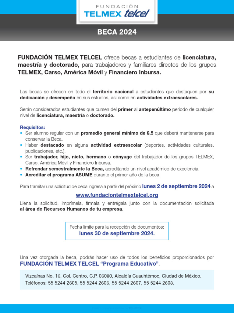 Beca Fundacion TELMEX Telcel 2024 Mail v01 PDF