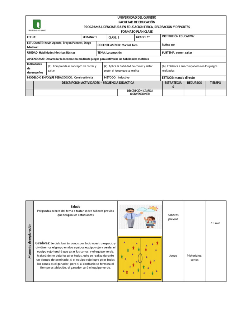 Formato Plan De Clase Grado 1 Copia Pdf