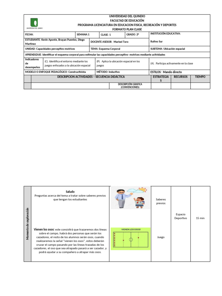 Formato Plan de Clase 2° | PDF