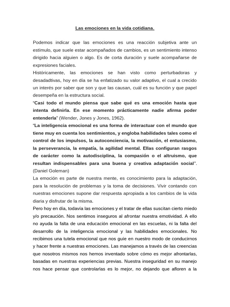 Las Emociones en La Vida Cotidiana | PDF