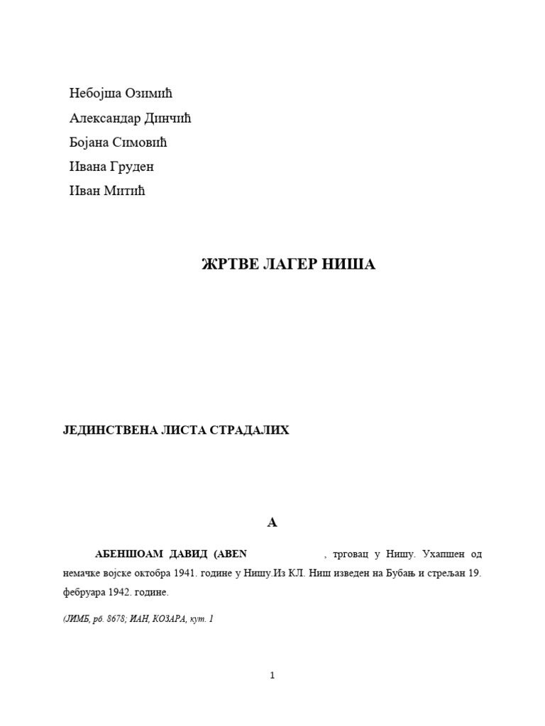 Zrtve Lagera Nis | PDF