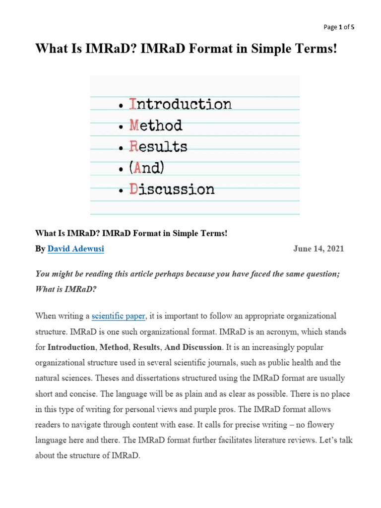 IMRaD What Is IMRaD | PDF