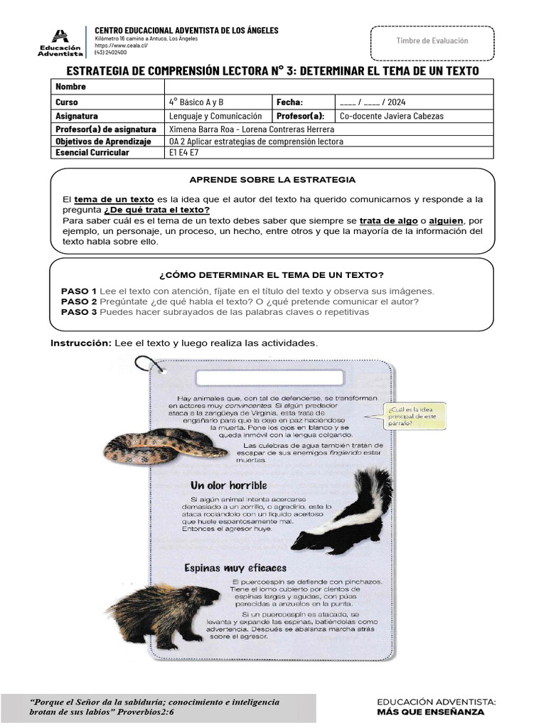 Guia 3 Determinar El Tema de Un Texto | PDF