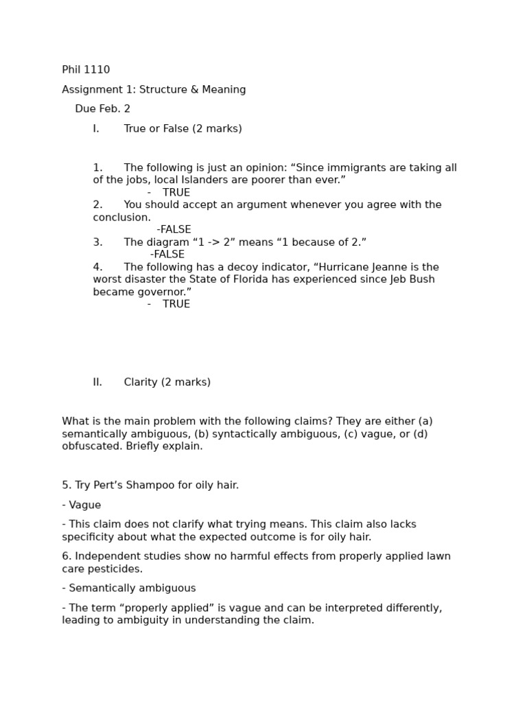 Assignment 1 Critical Thinking | PDF
