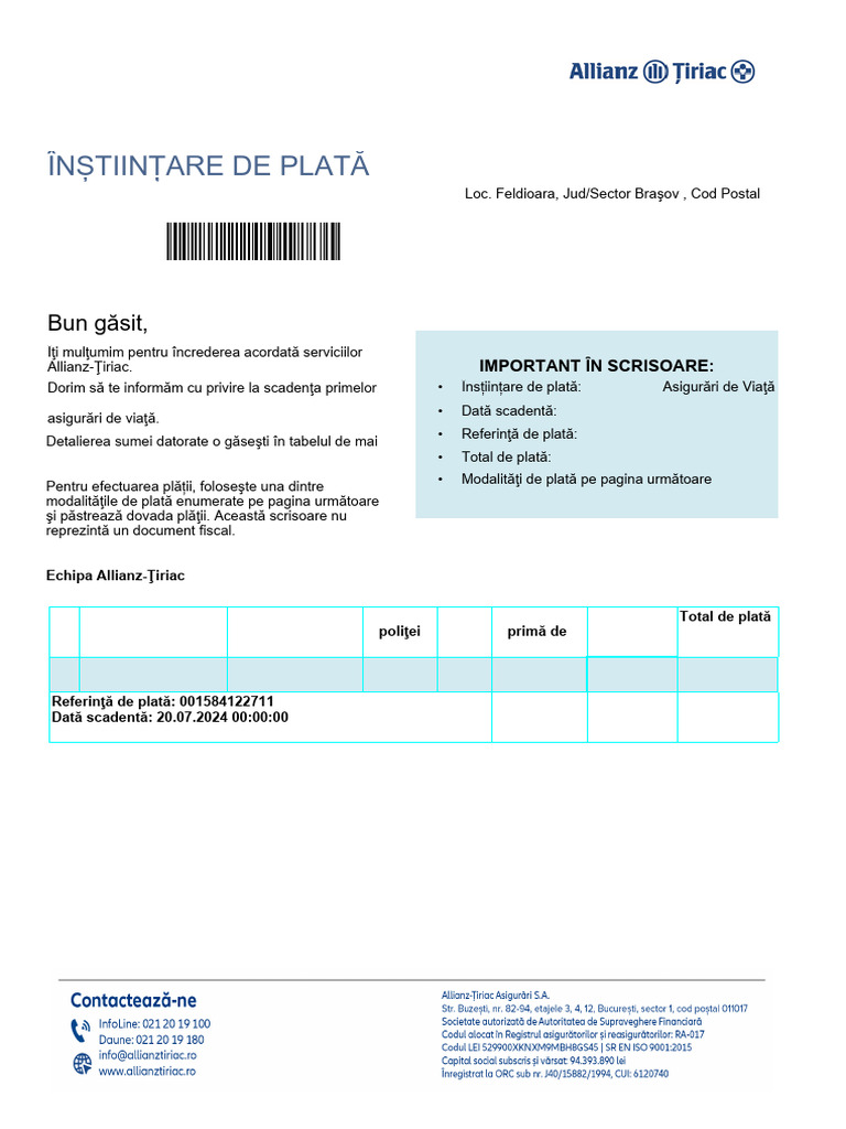 Scadența Prime Asigurare Viață 2024 | PDF | Banks | Business