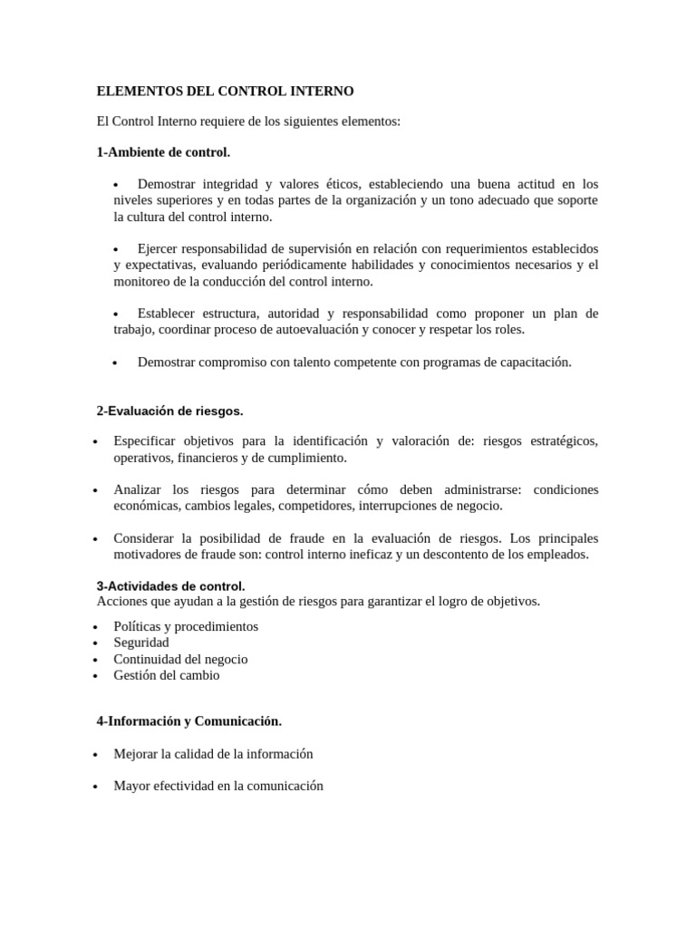 Elementos Del Control Interno Punto de Jesus | PDF