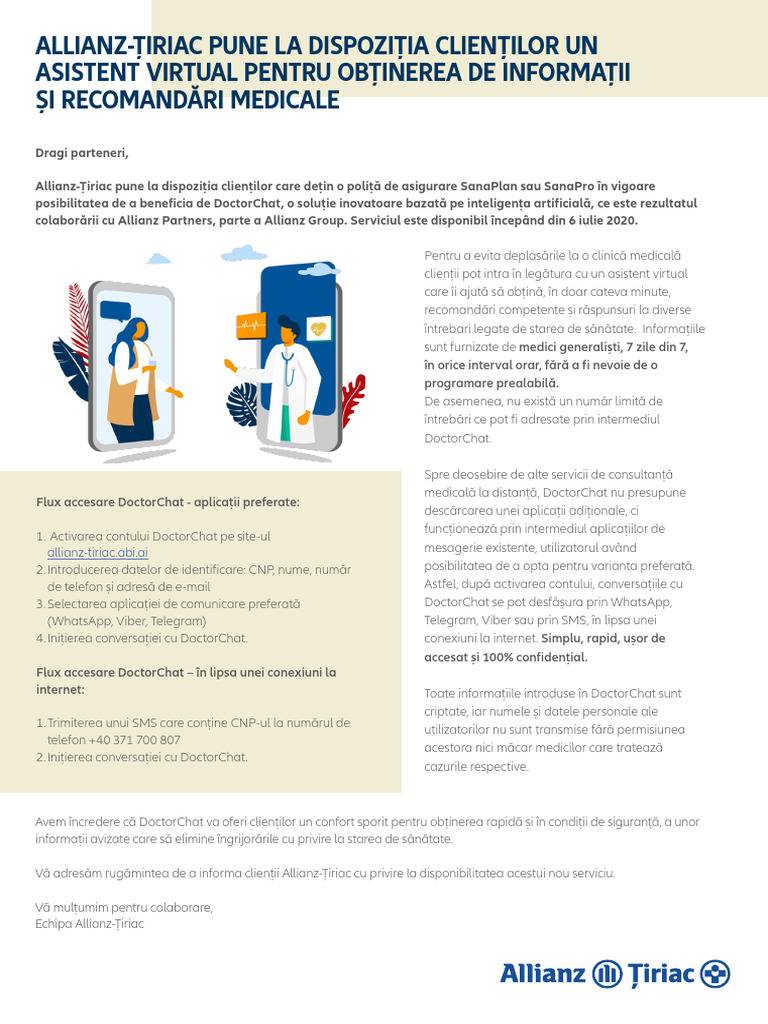 DoctorChat - Informatii Utile Pentru Clienti | PDF