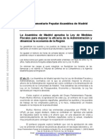La Asamblea de Madrid aprueba la Ley de Medidas Fiscales