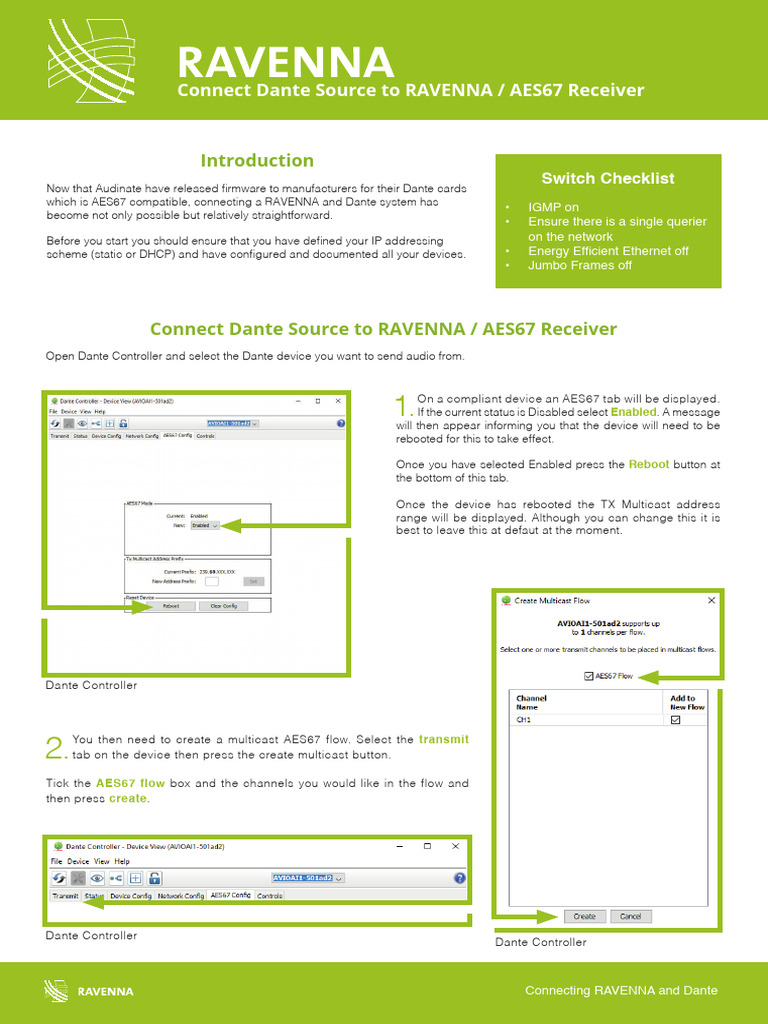 Connect Dante Source To Ravenna Aes67 Reciever 1 Pdf