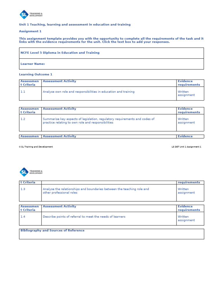 L5 DET Unit 1 Assignment Overview | PDF