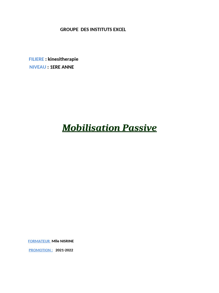 La Mobilisation Passive | PDF