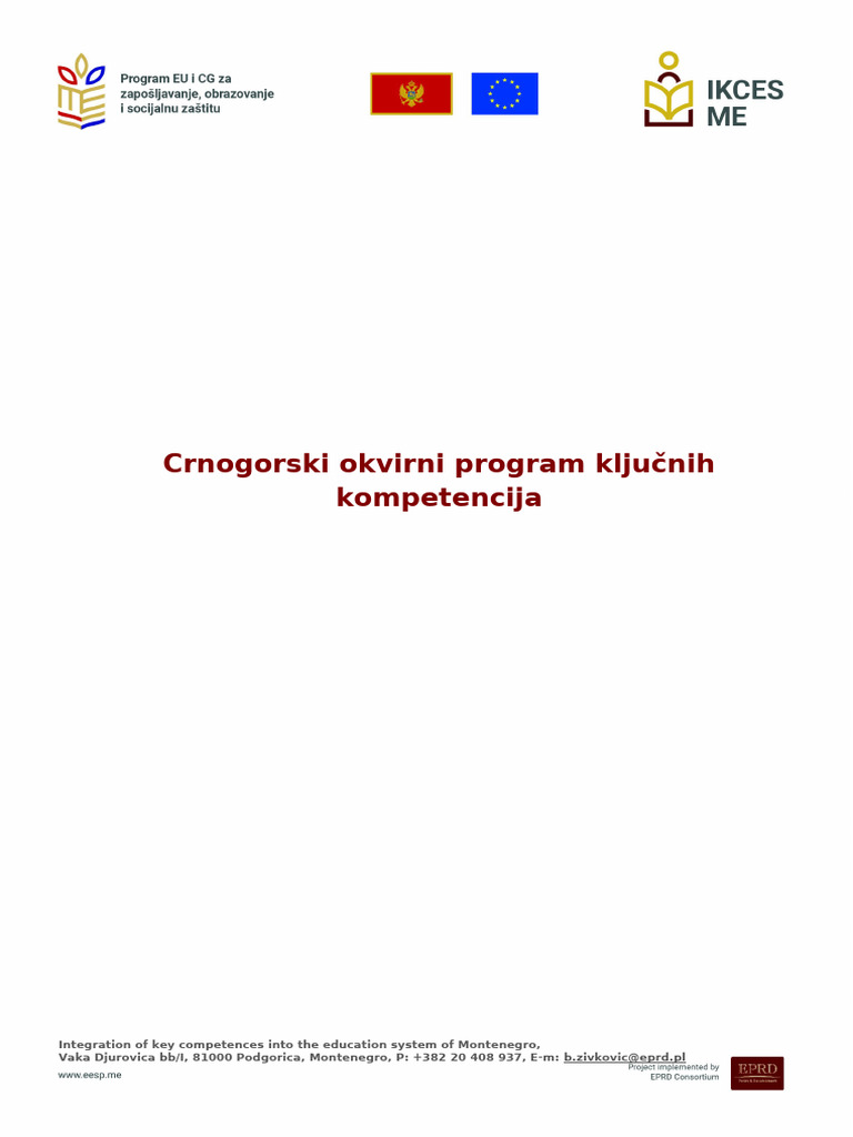 Crnogorski Okviri Ključnih Kompetencija | PDF