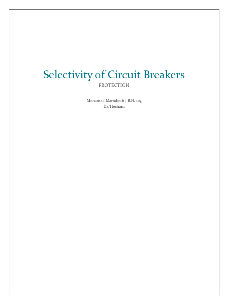 Selectivity of Circuit Breakers | PDF