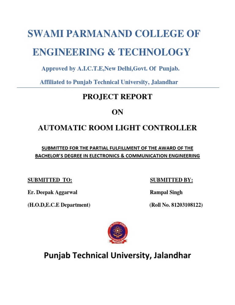 Automatic Room Light Controller Project | PDF