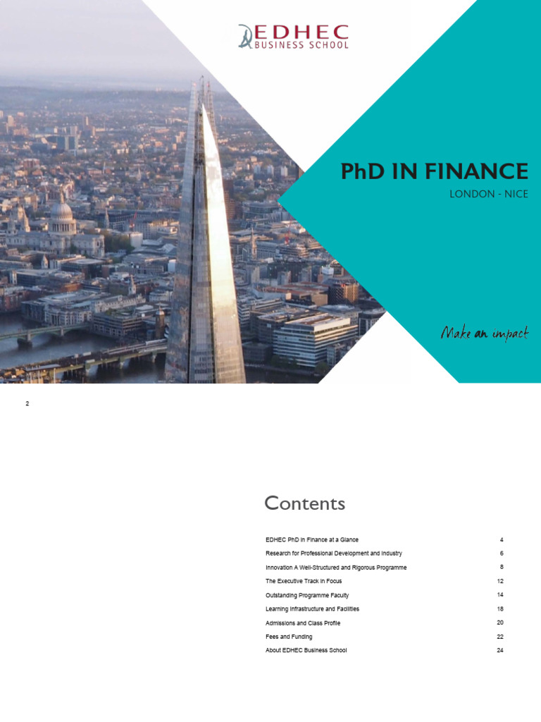 EDHEC PHD in Finance Brochure 012022 | PDF | Thesis | Doctor Of Philosophy