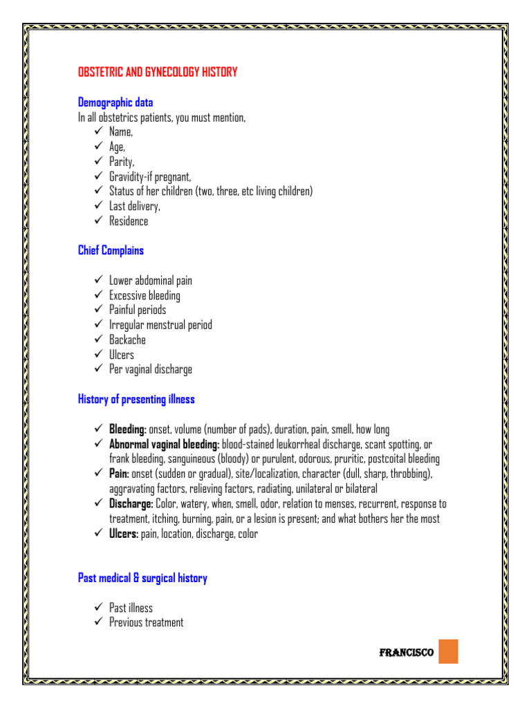 Obs Gyn Hx Pdf