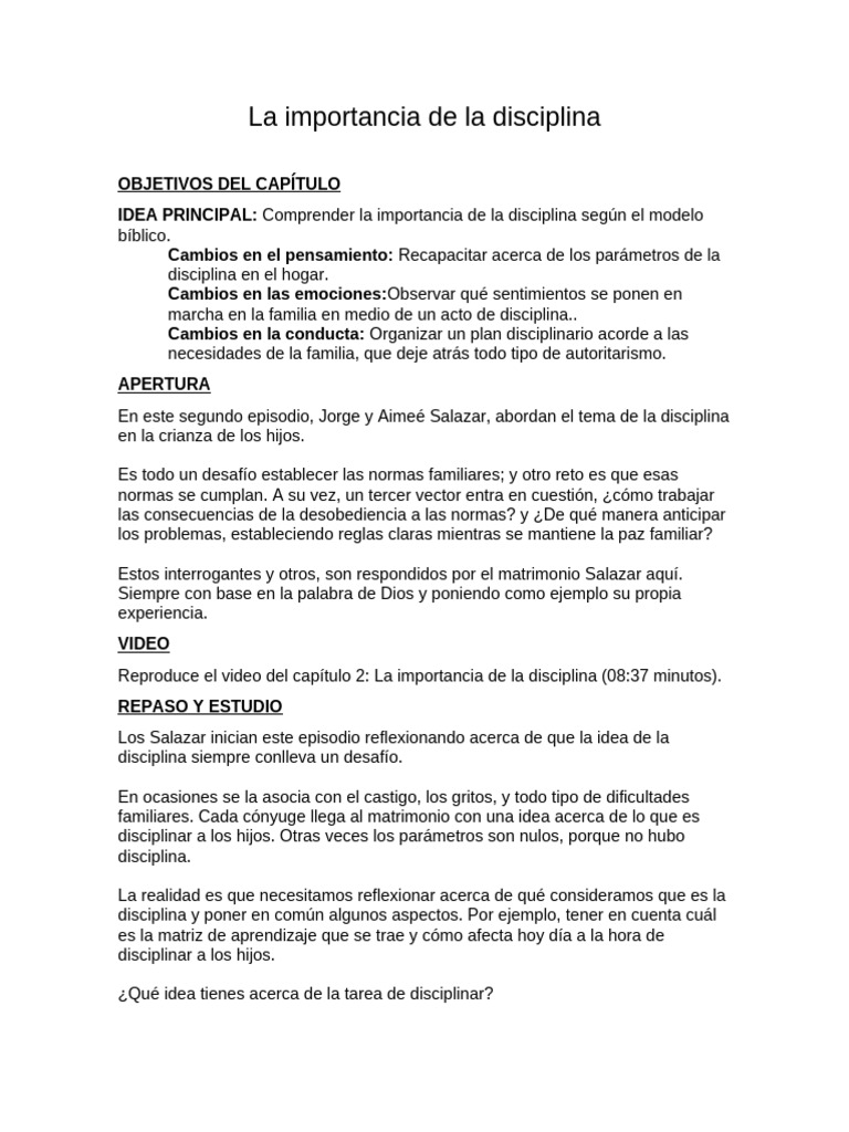 La Importancia de La Disciplina | PDF