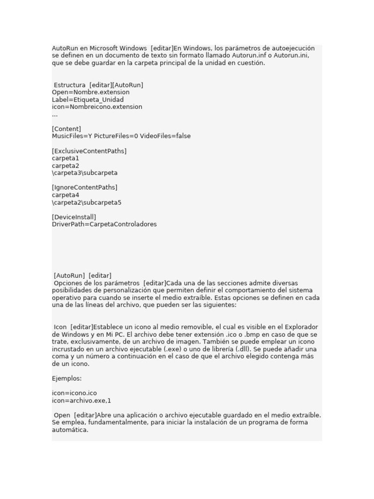 AutoRun en Microsoft Windows | PDF