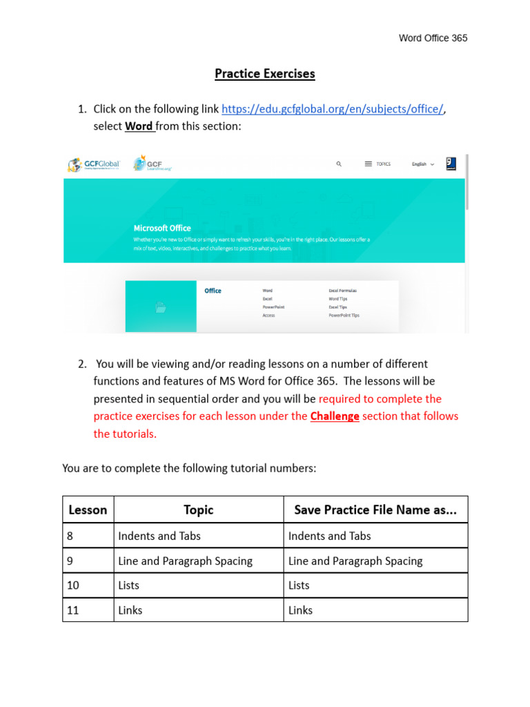 The Word Practice Exercises | PDF