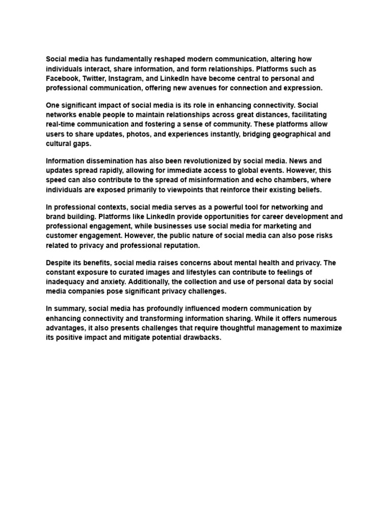The Influence of Social Media On Modern Communication | PDF