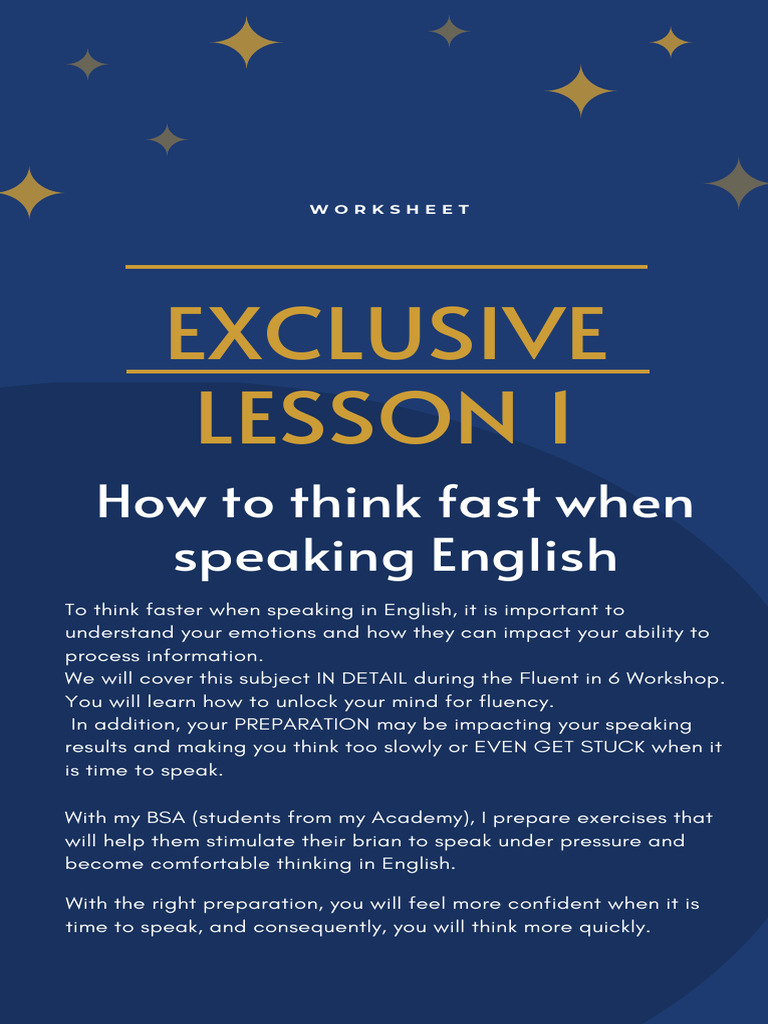 Exclusive Lesson 1 - Think Fast | PDF