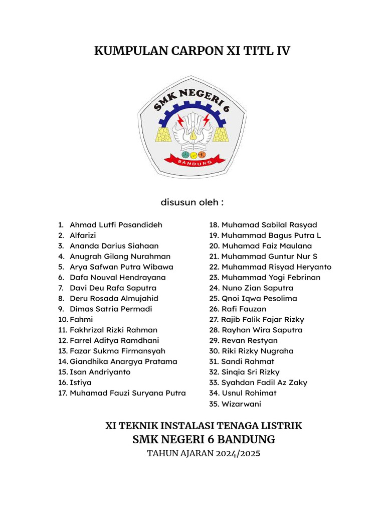 Kumpulan Carpon XI TITL 2024/2025 | PDF