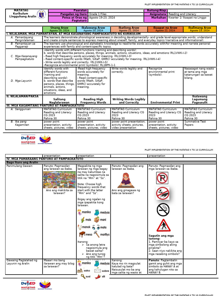 G1 Q1 DLL Week 4 RL | PDF