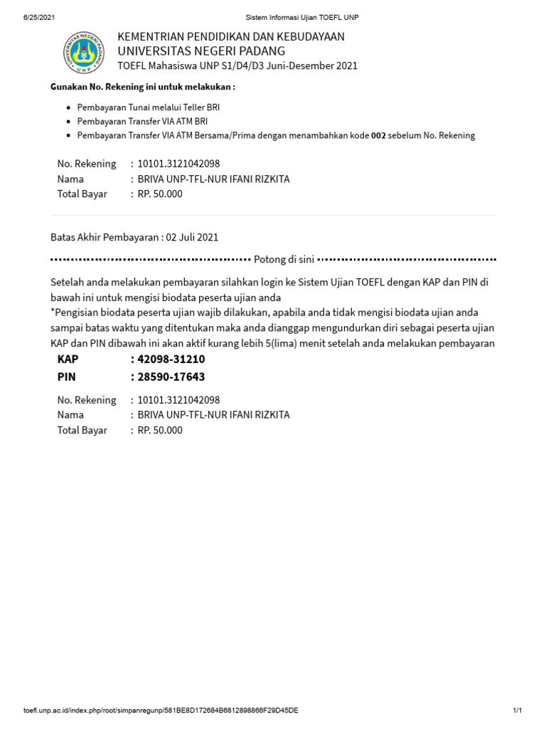 Sistem informasi ujian toefl unp pdf