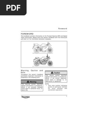 Triumph Daitona Manual - 955i | PDF | Motorcycle | Traffic Collision
